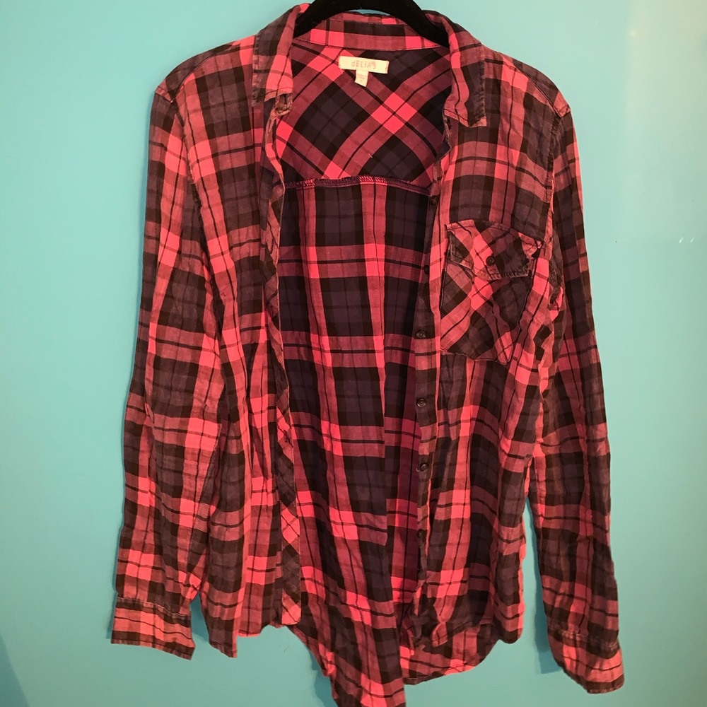 Pink & Purple Plaid Shirt